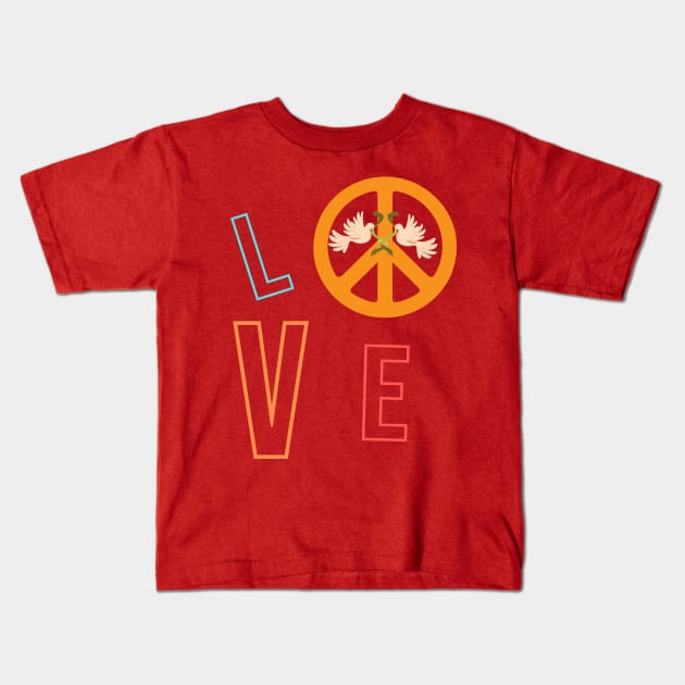 LOVE AND PEACE Kids T-Shirt by DAZu